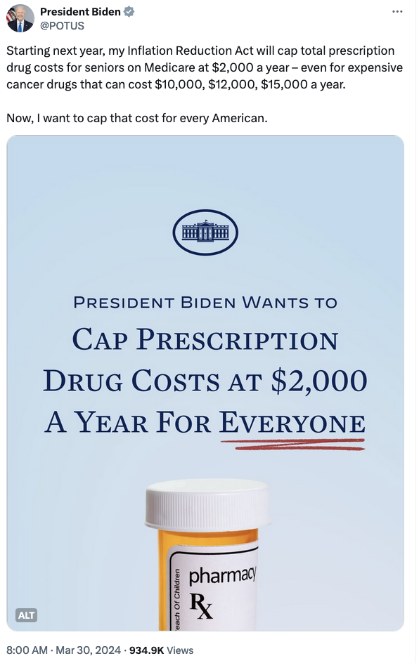 POTUS cap drug costs for everyone